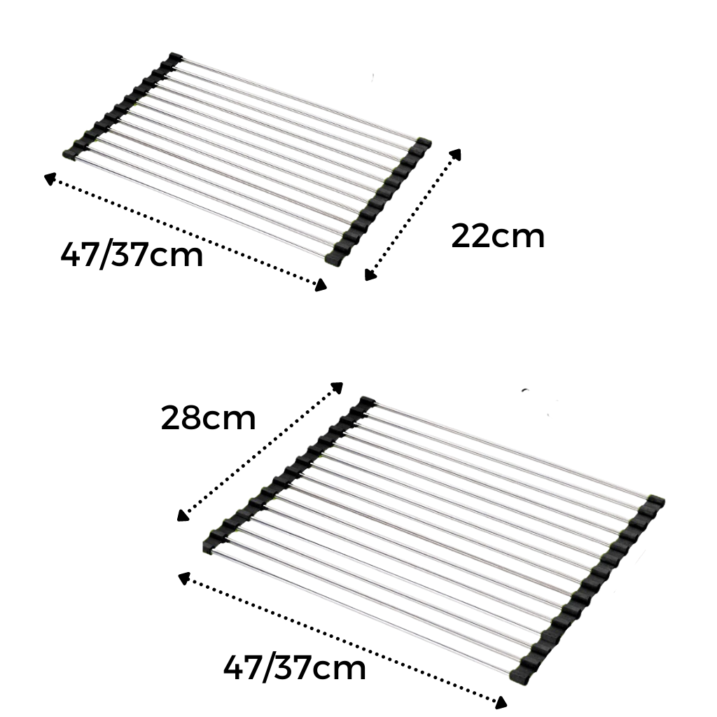 Roll-up stainless steel drainer for dishes and food