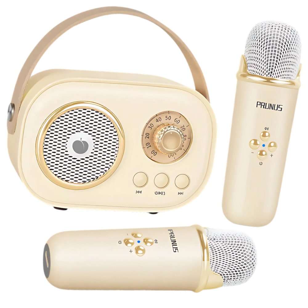 Bluetooth Dual Mic Kids Mini Karaoke -Beige - Ozerty