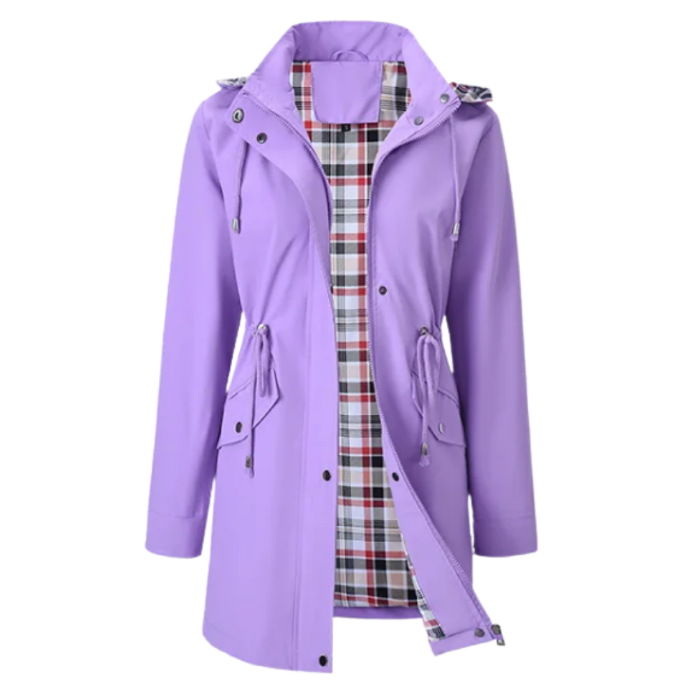 Chic Waterproof Trench Coat -Purple - Ozerty