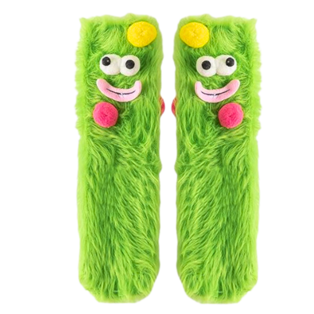 Coral Velvet Funky Socks -Green - Ozerty
