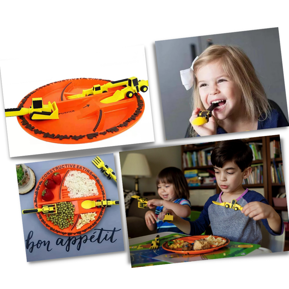 Creative Constructive Eating Plate and Utensils Set - Ozerty