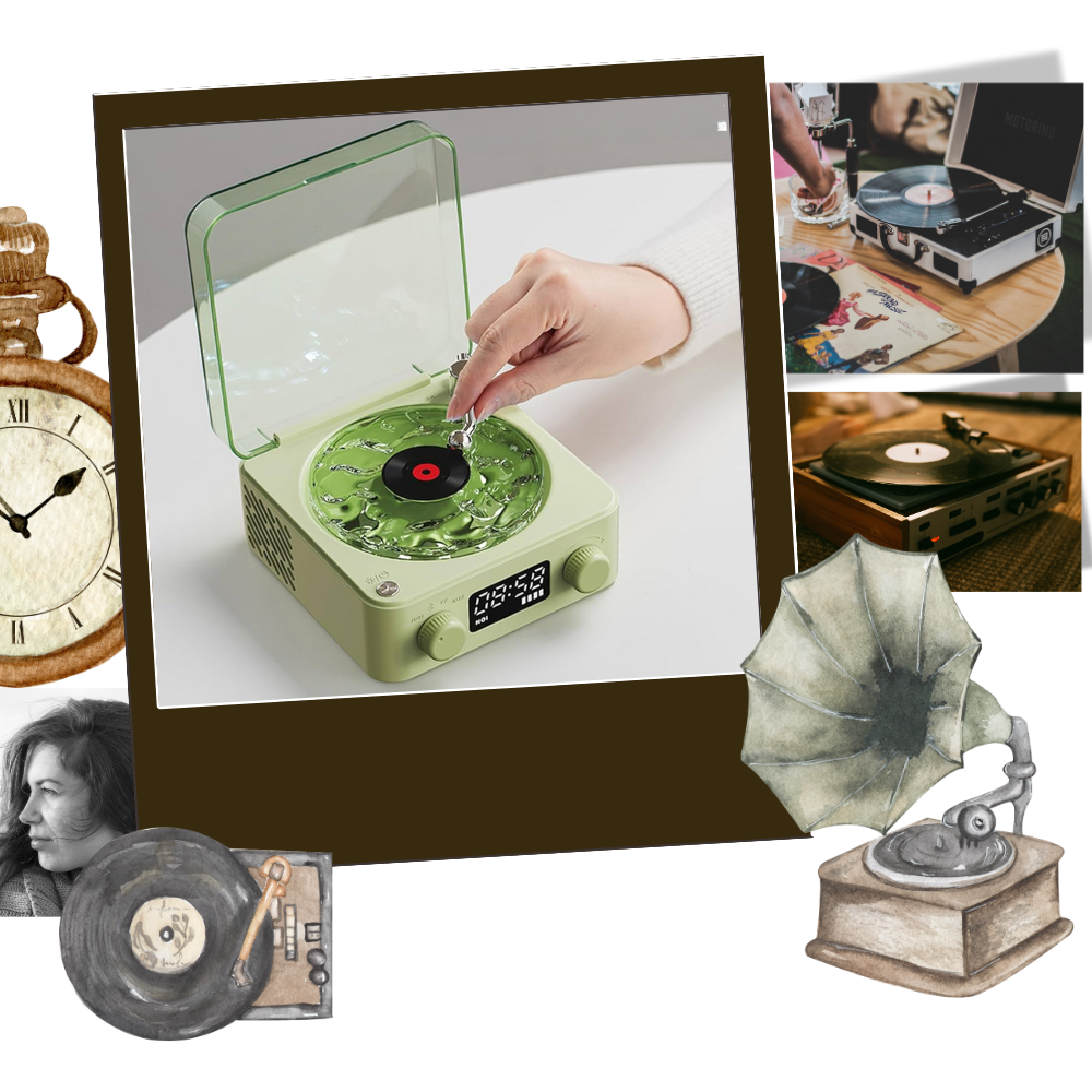 Retro-Style Waves Vinyl Player - Ozerty