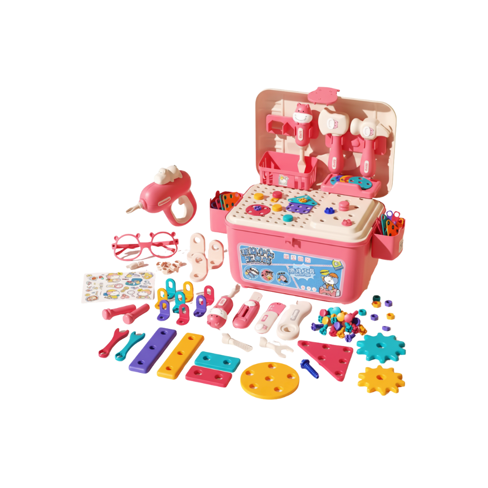 Screw Puzzle Kid Tool Box -Pink - Ozerty