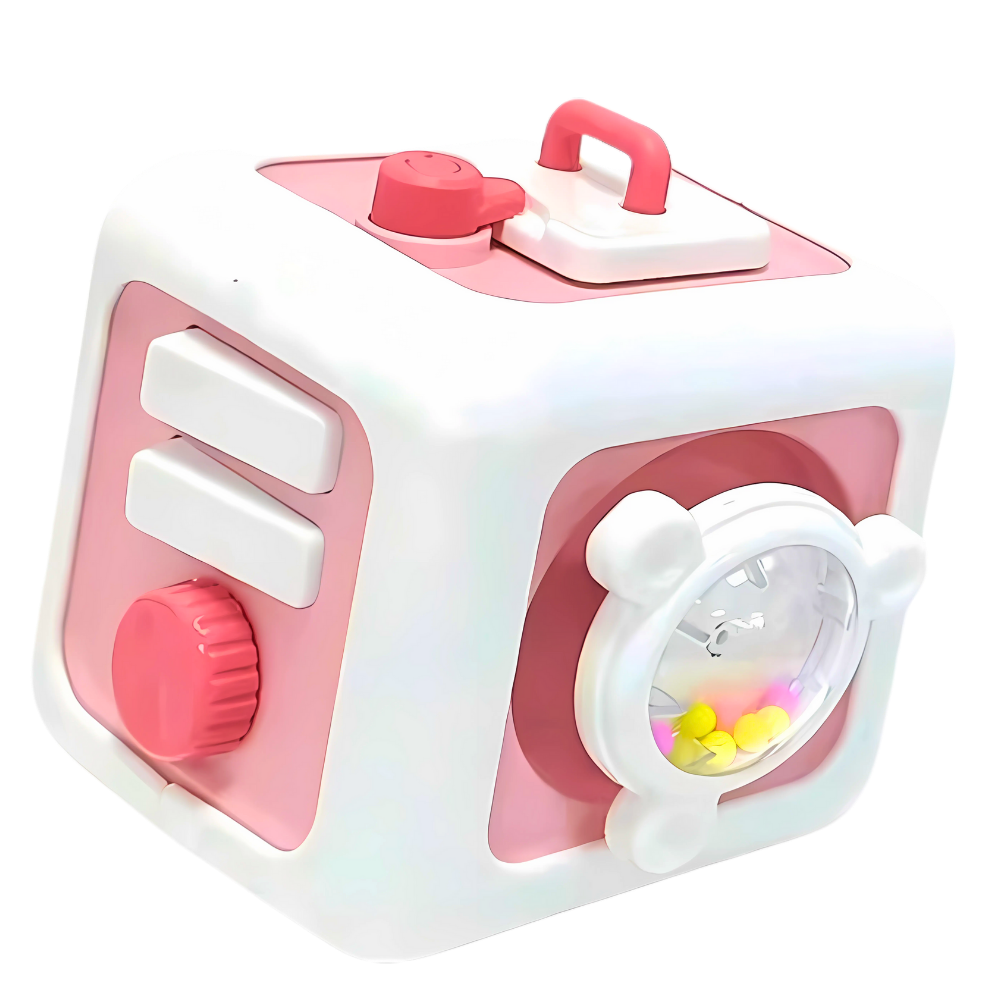 Vibrant 6 in 1 Busy Cube Sensory Toy -Pink - Ozerty