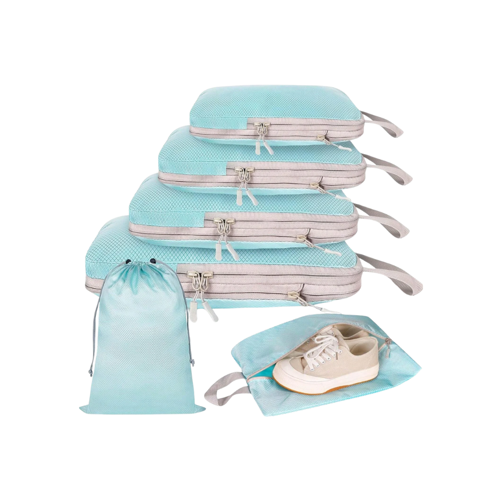 Zip Compress Luggage Organizer -Blue - Ozerty