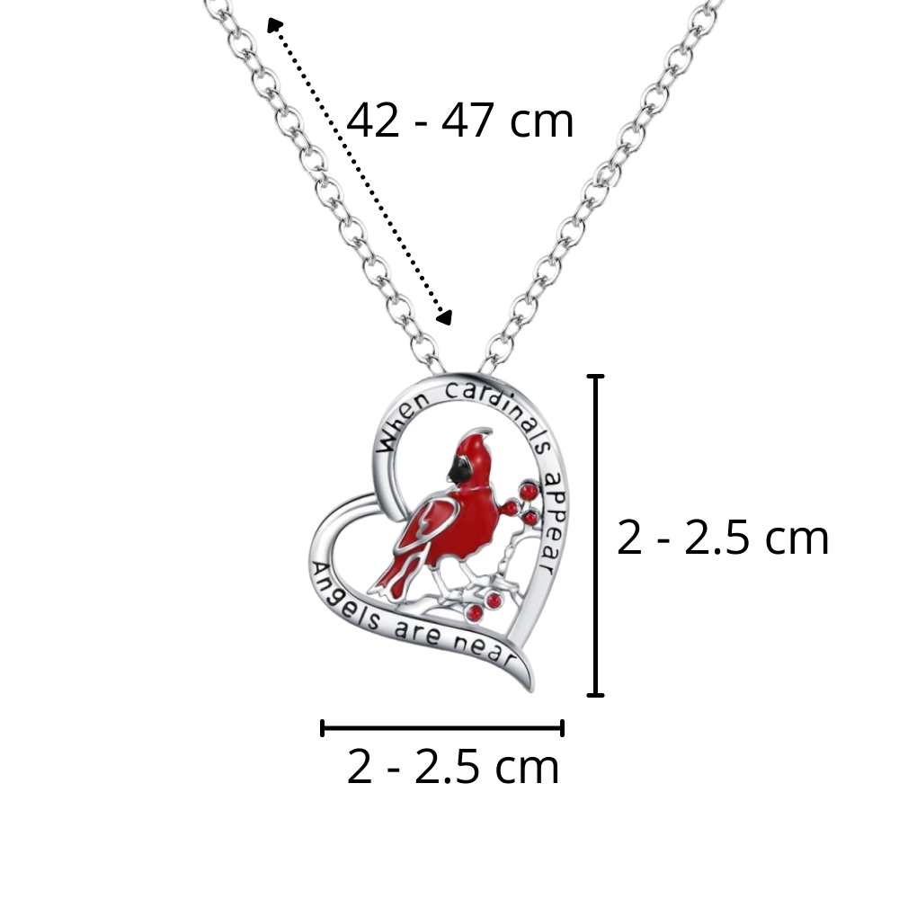 Cardinal Heart Pendant Necklace