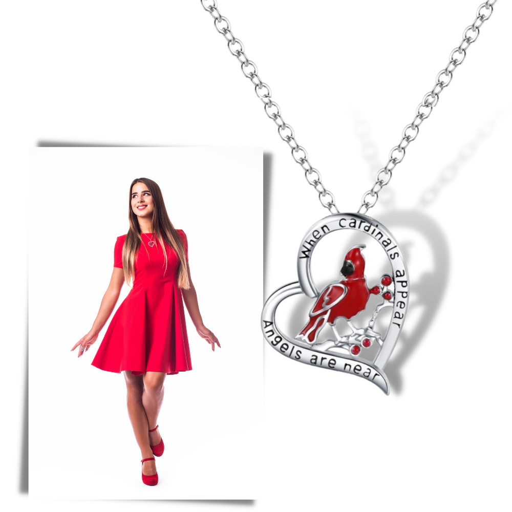 Cardinal Heart Pendant Necklace