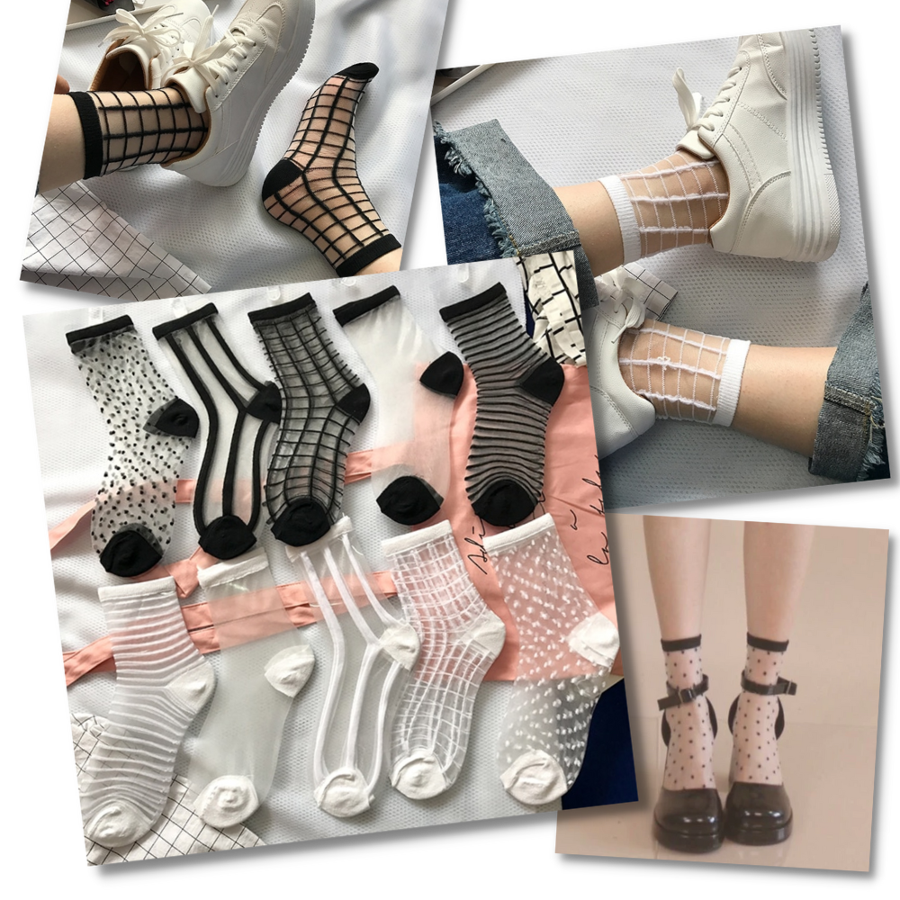 (10 Pairs) Transparent Fashion Socks for Women -