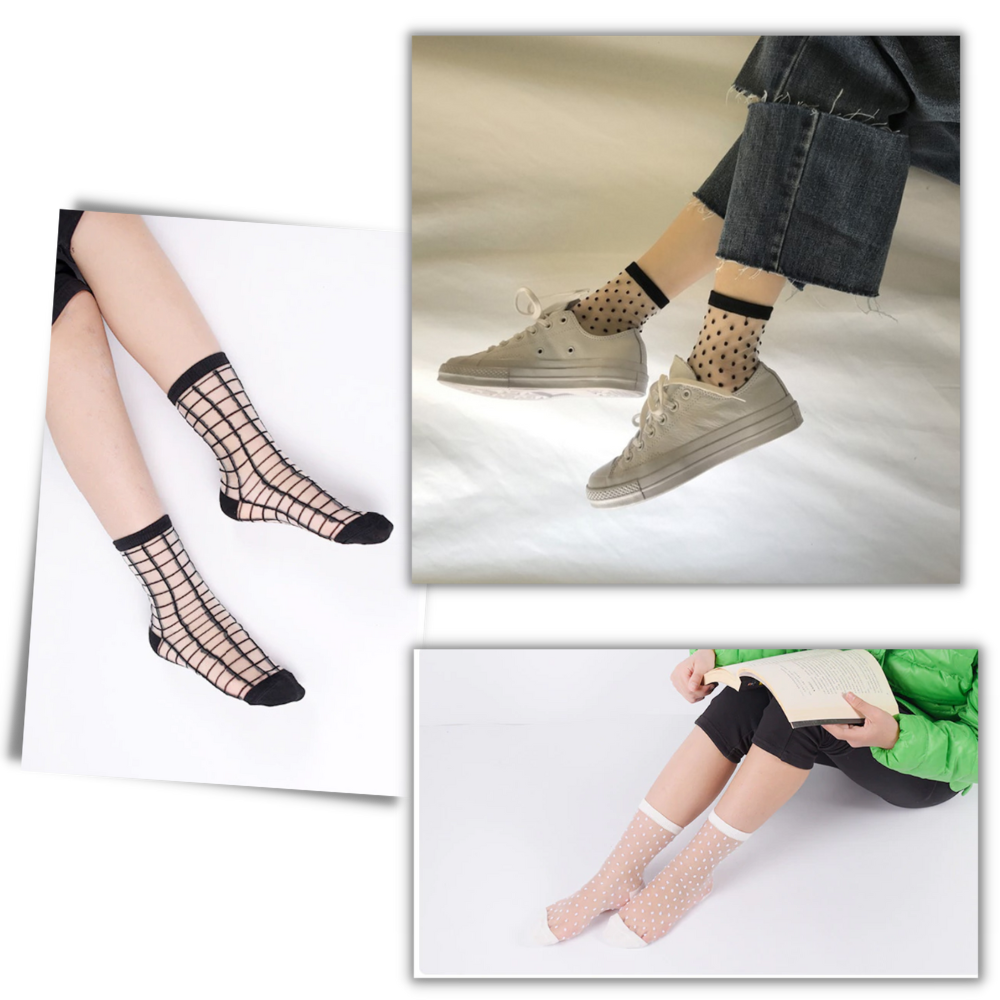 (10 Pairs) Transparent Fashion Socks for Women