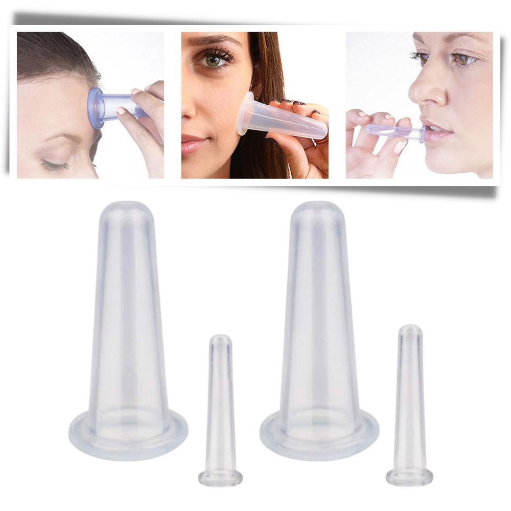 4 Silicone Cups for Facial Massage Cupping