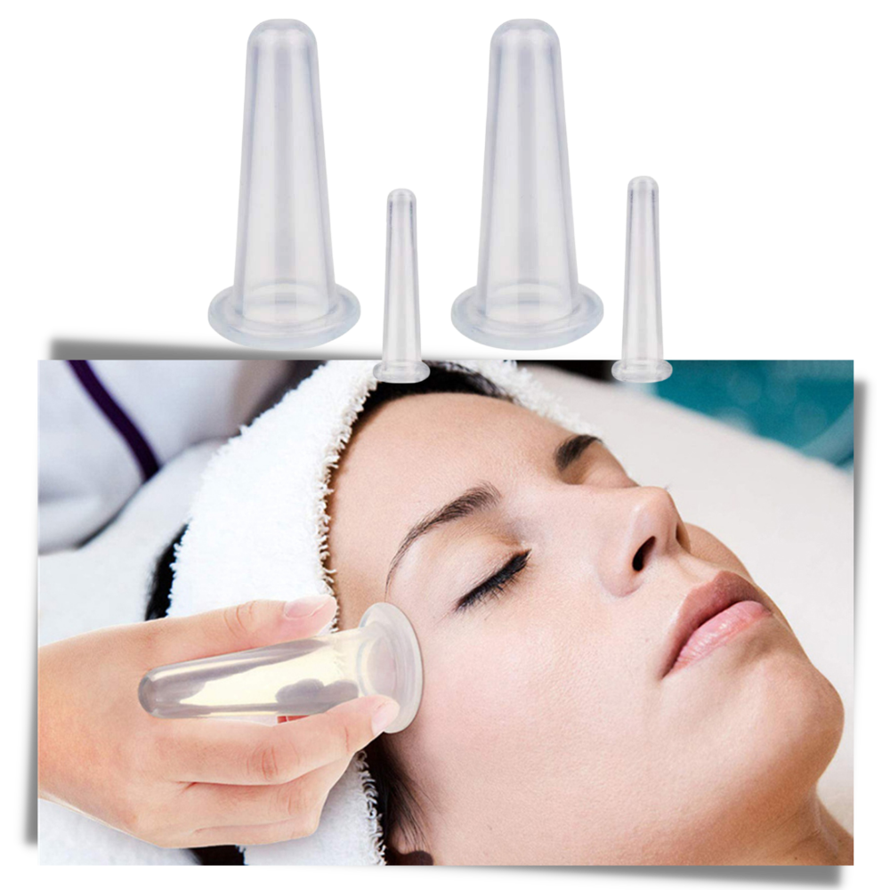 4 Silicone Cups for Facial Massage Cupping