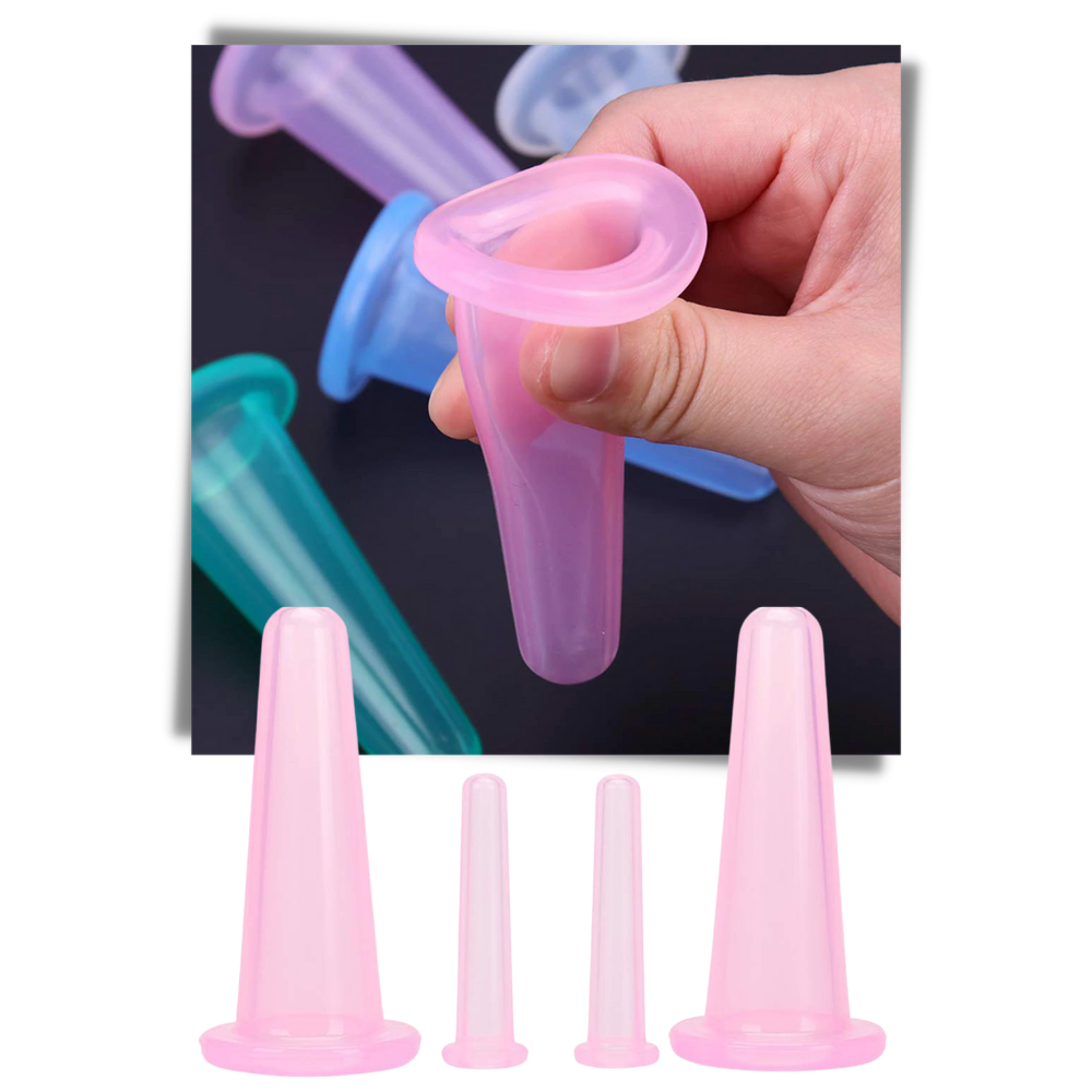 4 Silicone Cups for Facial Massage Cupping