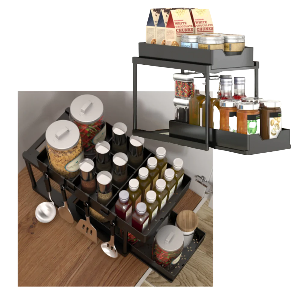 Double-Drawer Kitchen Spice Rack