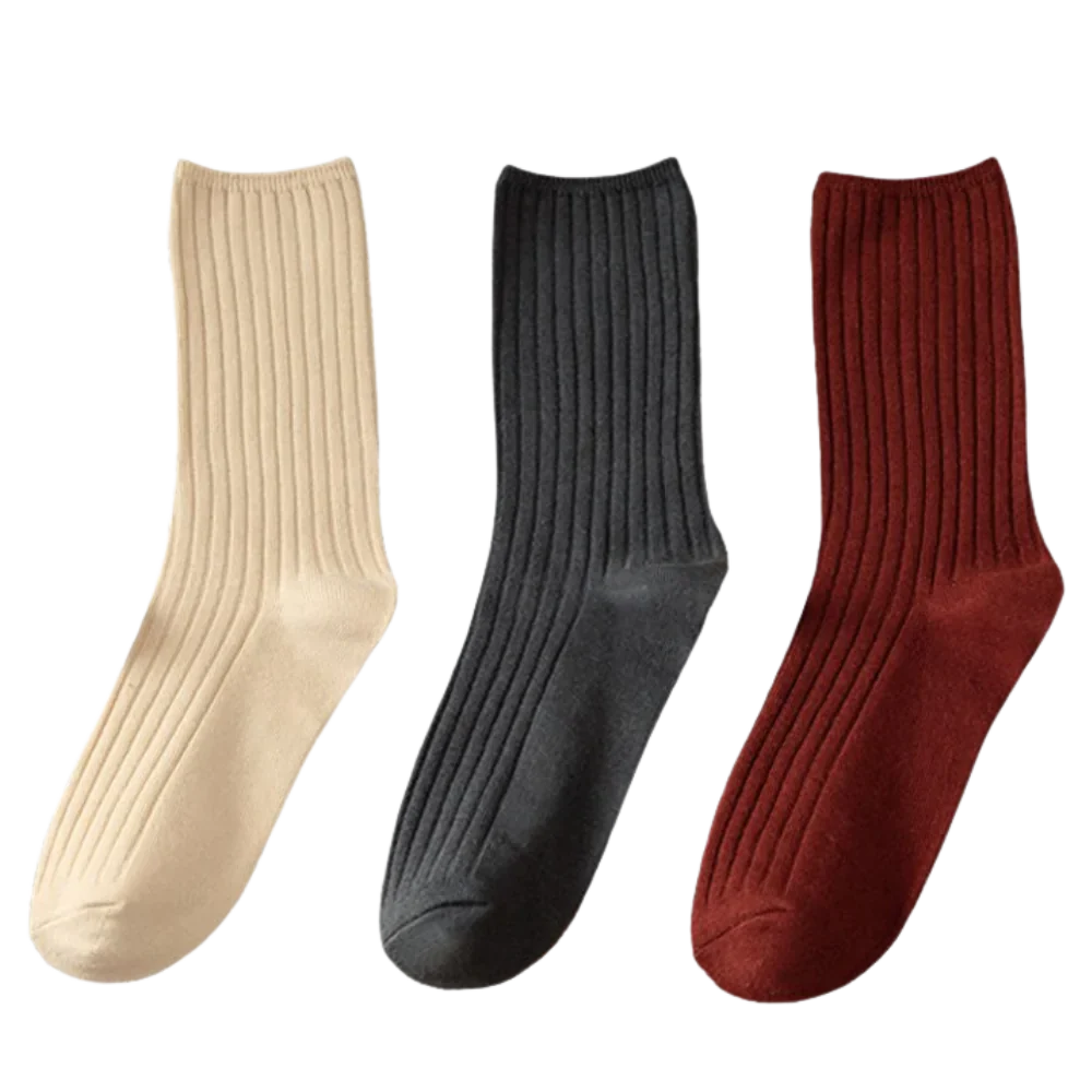 3 Pairs Ribbed Cotton Socks for Women