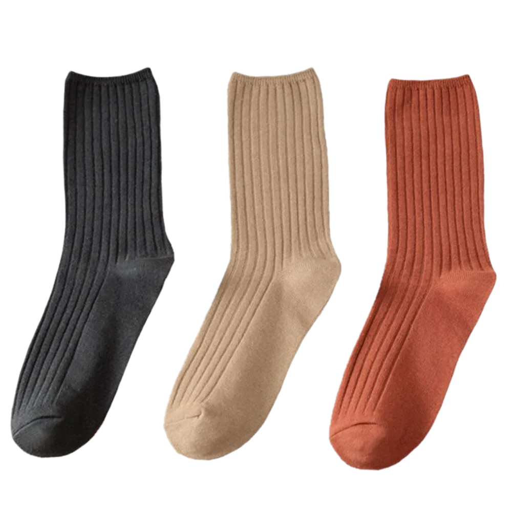 3 Pairs Ribbed Cotton Socks for Women