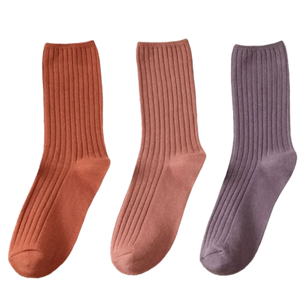 3 Pairs Ribbed Cotton Socks for Women