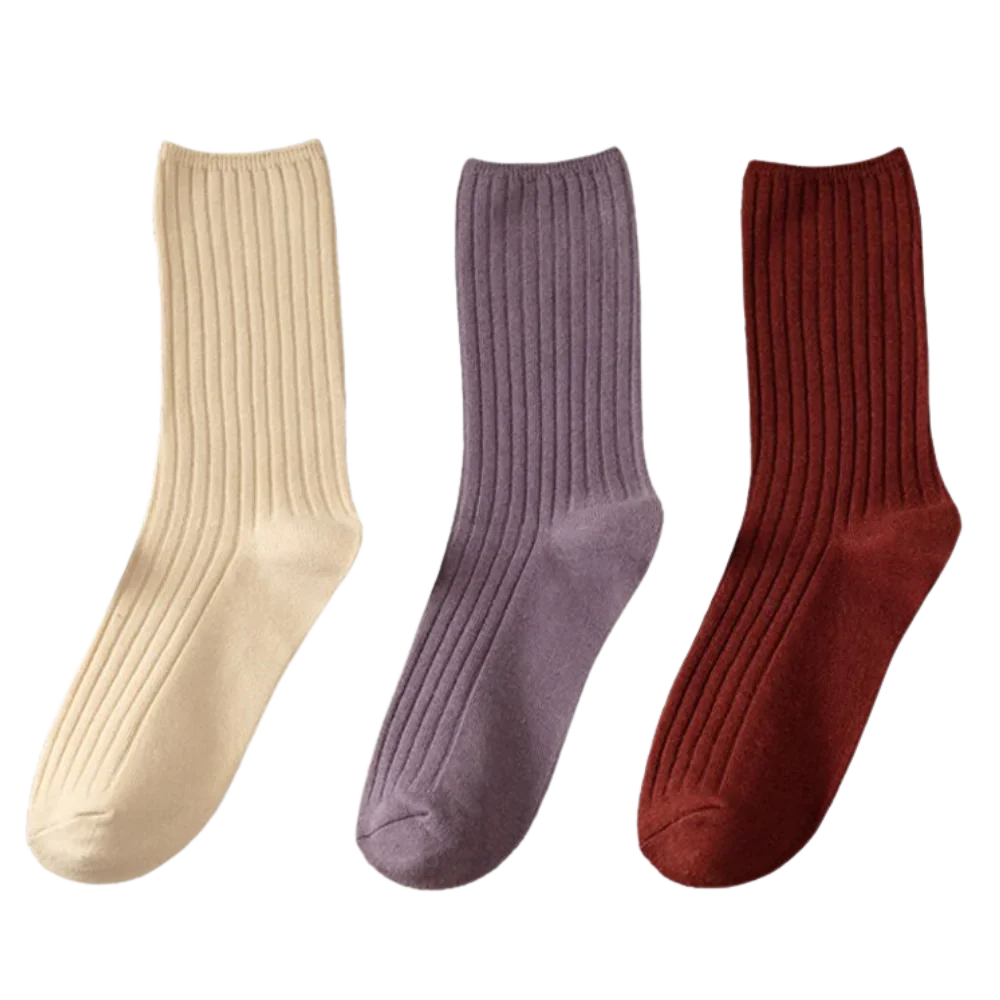 3 Pairs Ribbed Cotton Socks for Women