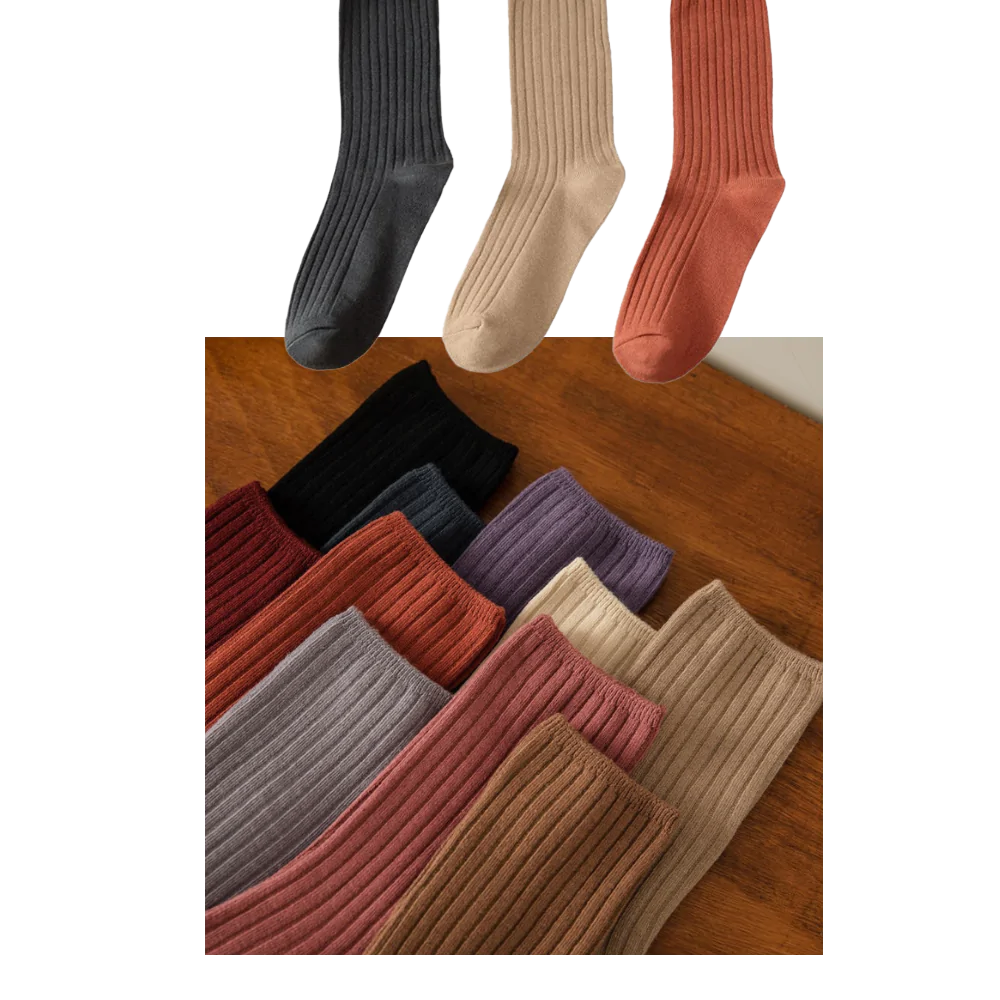 3 Pairs Ribbed Cotton Socks for Women