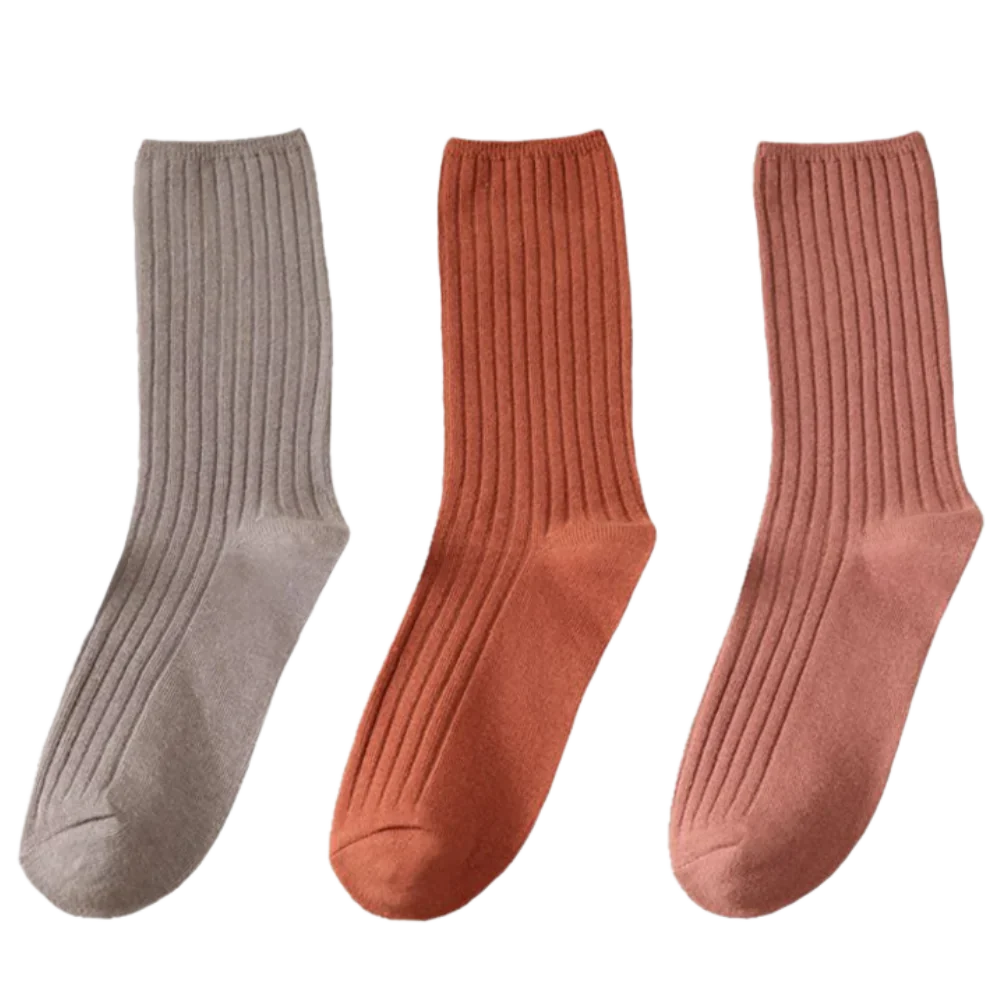 3 Pairs Ribbed Cotton Socks for Women