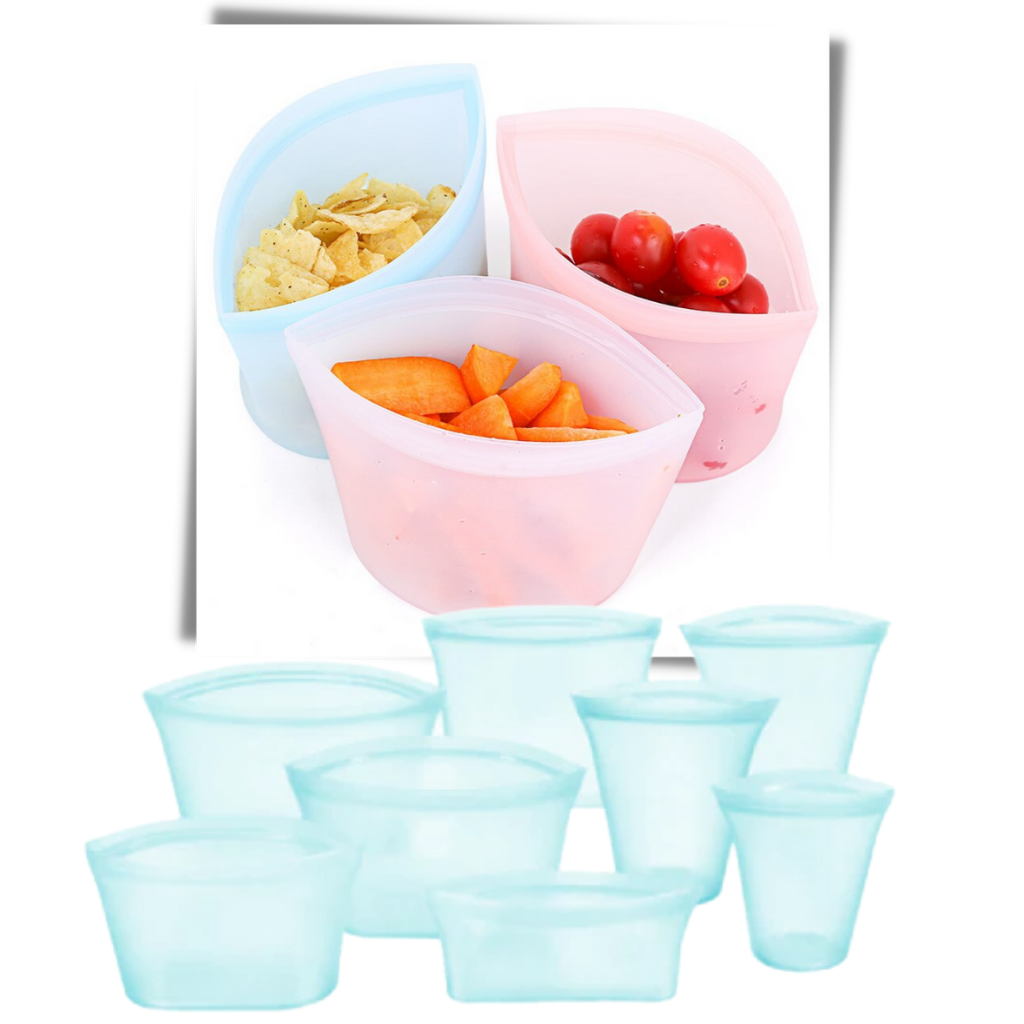 8-Pack Reusable Food Silicone Bags