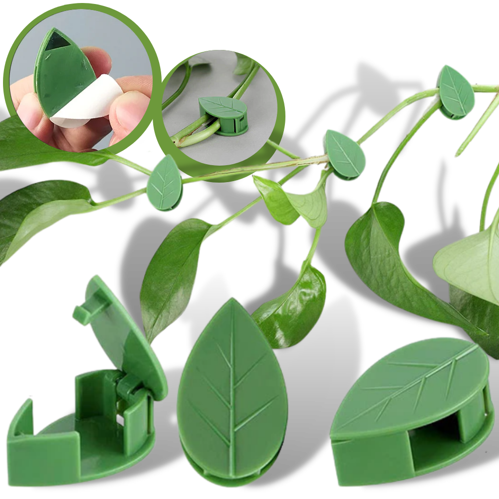 Pack of 20 Leaf-Shaped Adhesive Clips for Climbing Plants -