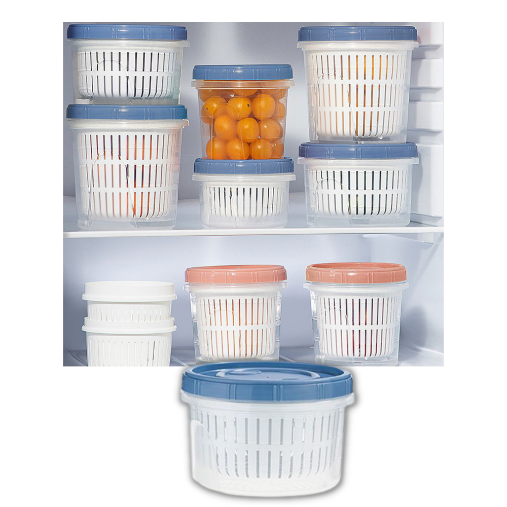 Stackable Food Container with Drainer