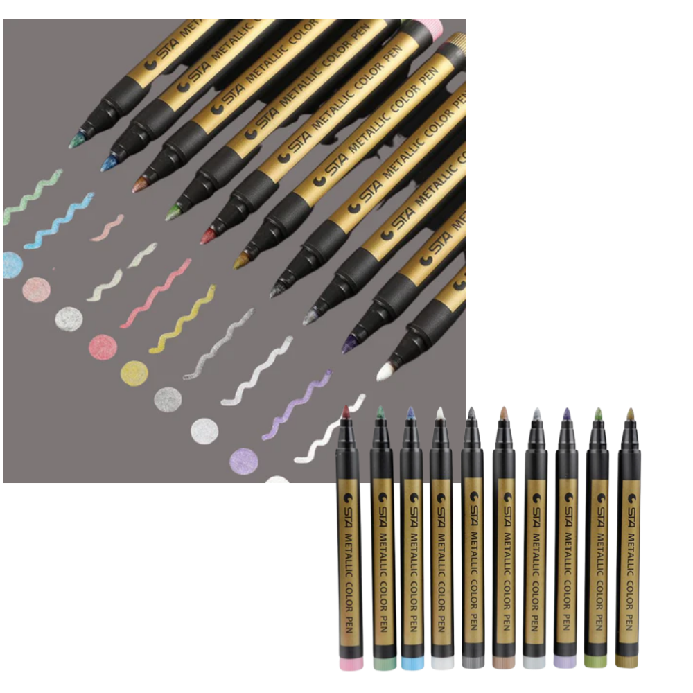 10-Pack Metallic Colour Markers