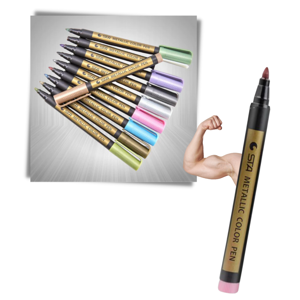 10-Pack Metallic Colour Markers