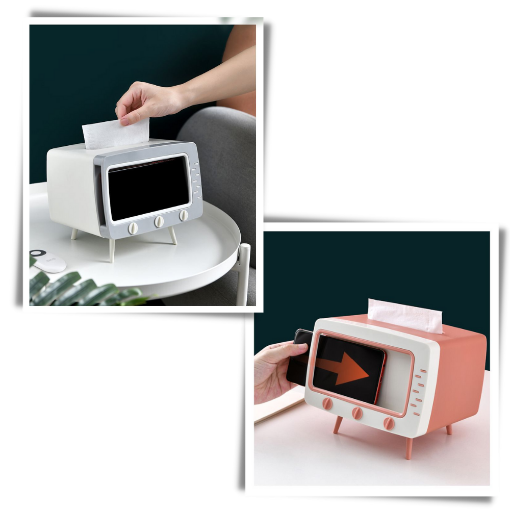 Tissue Dispenser with Phone Holder