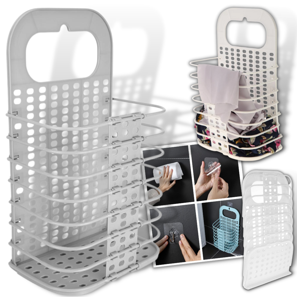 Plastic Folding Wall-Mountable Laundry Basket -