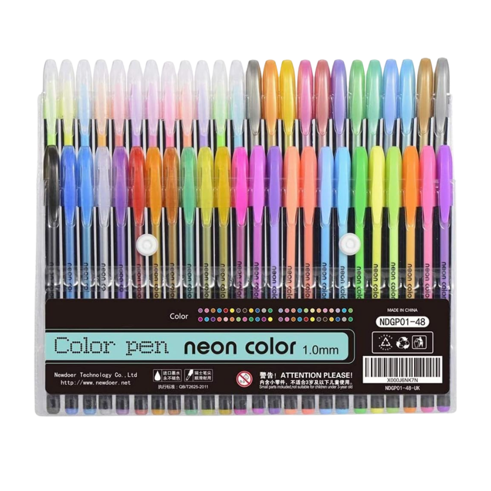 48-Color Glitter Gel Pens Set - Ozerty