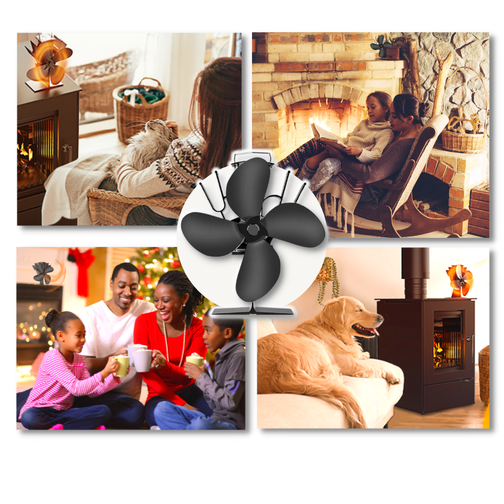 4-Blade Heat Powered Stove Fan for fireplaces - Ozerty