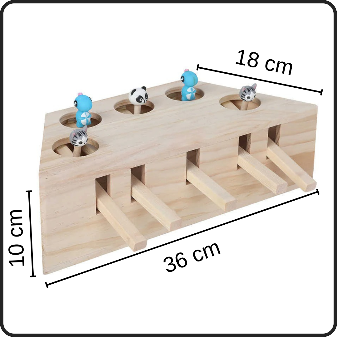 5 Hole Wooden Interactive Cat Toy