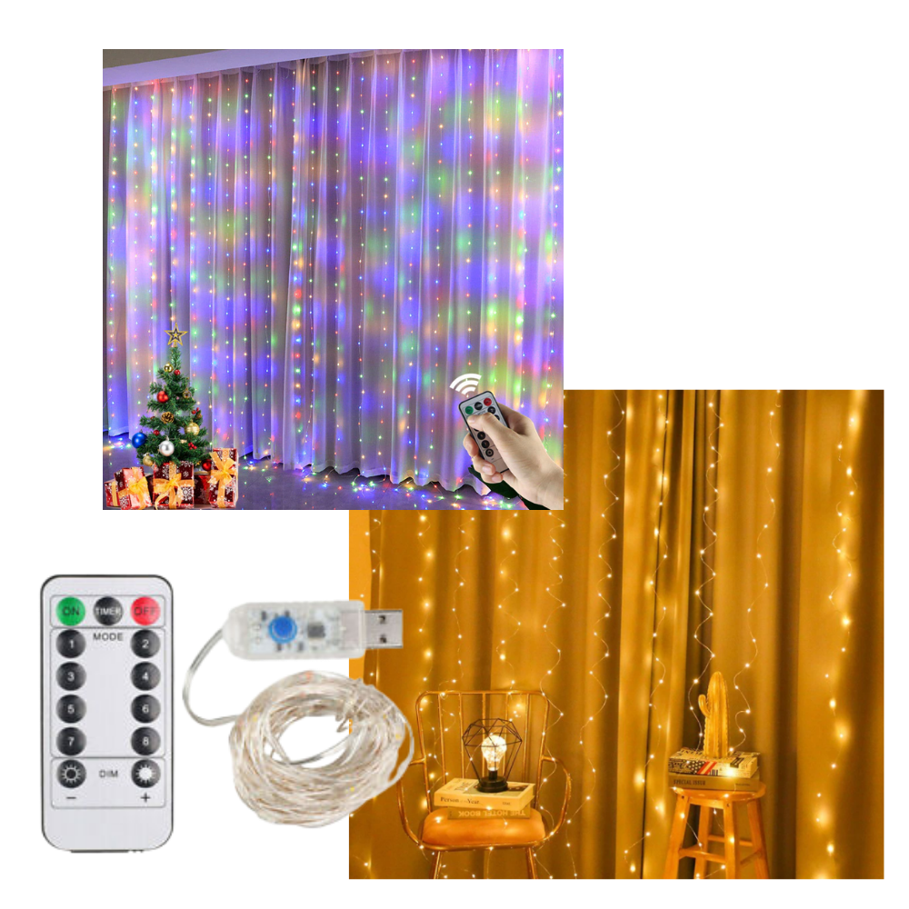 String Curtain of Fairy Lights with Remote Control