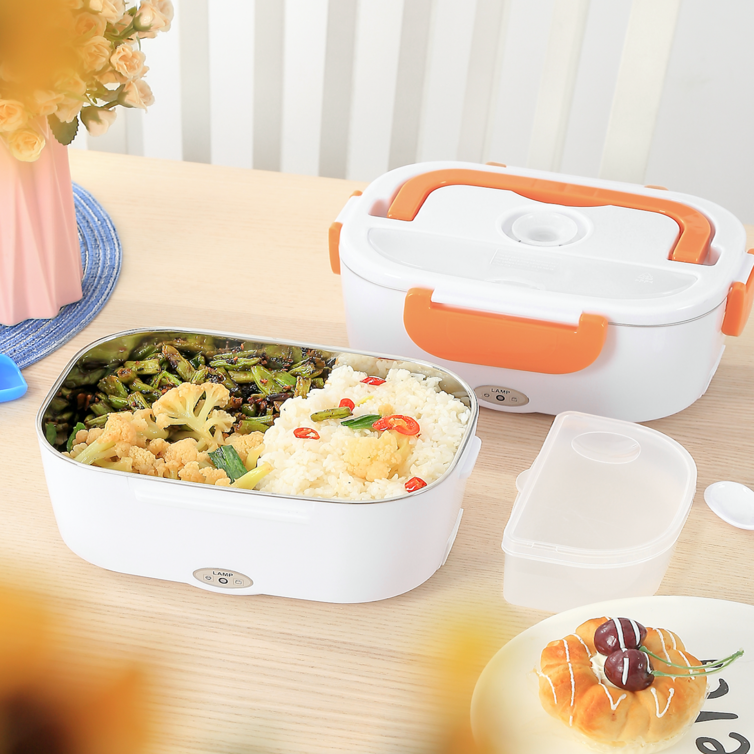 Electric and portable heated lunch box