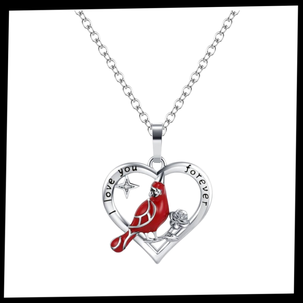 Cardinal Heart Pendant Necklace