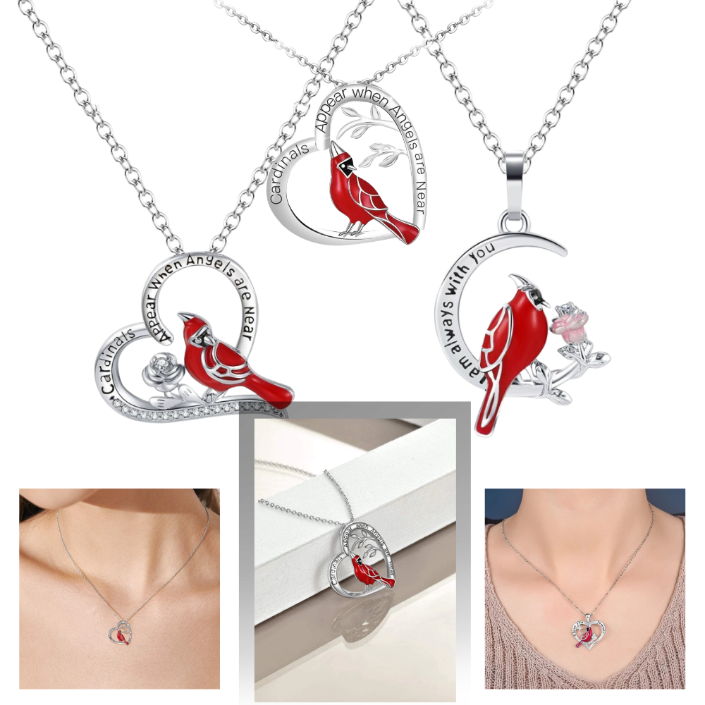 Cardinal Heart Pendant Necklace -