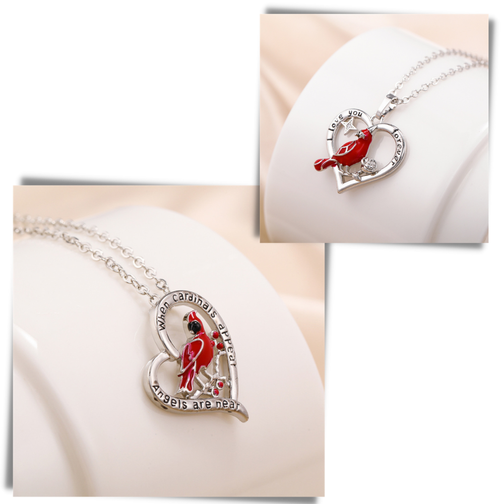 Cardinal Heart Pendant Necklace