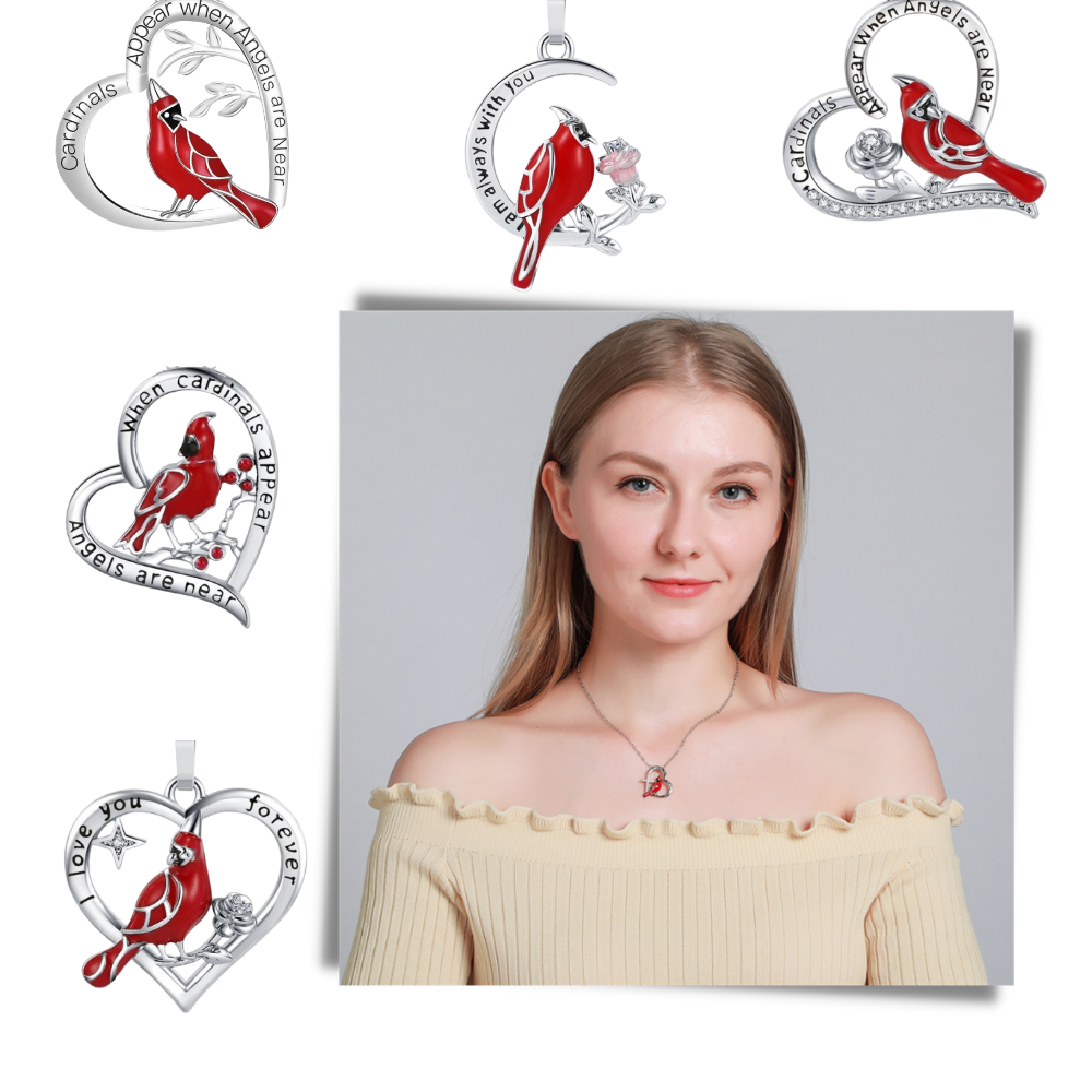 Cardinal Heart Pendant Necklace