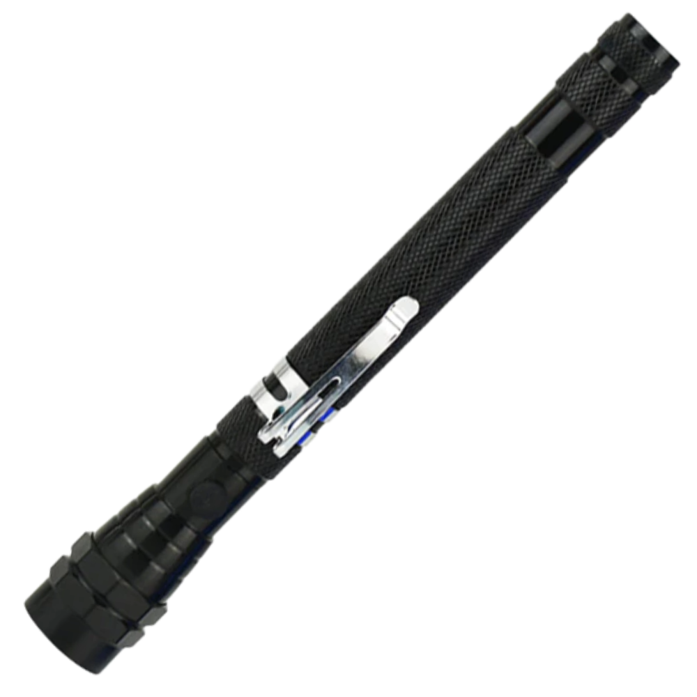 Telescopic magnetic LED flashlight