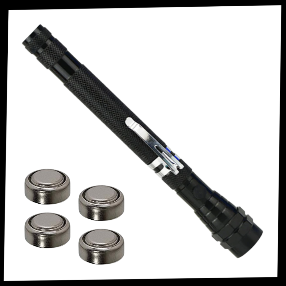 Telescopic magnetic LED flashlight