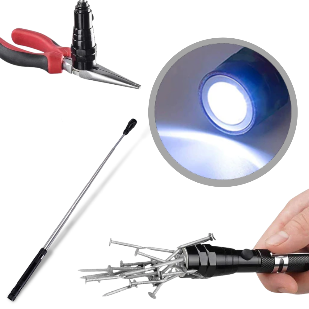 Telescopic magnetic LED flashlight