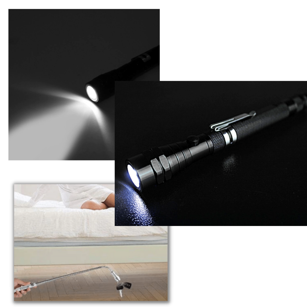 Telescopic magnetic LED flashlight