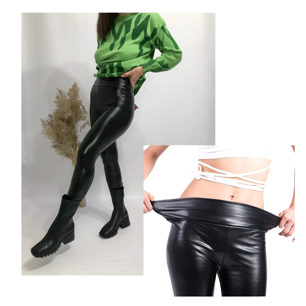 High-waisted Faux Leather Trousers