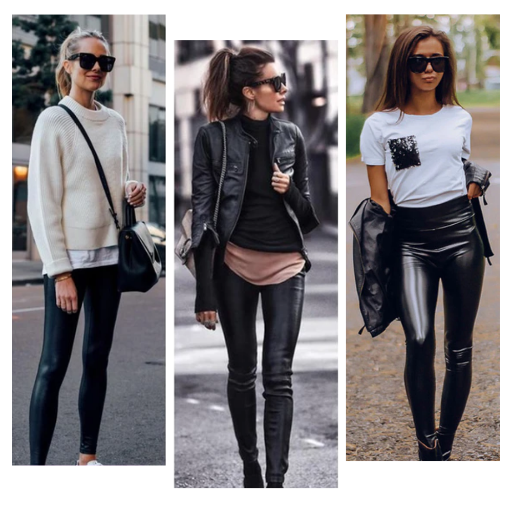 High-waisted Faux Leather Trousers