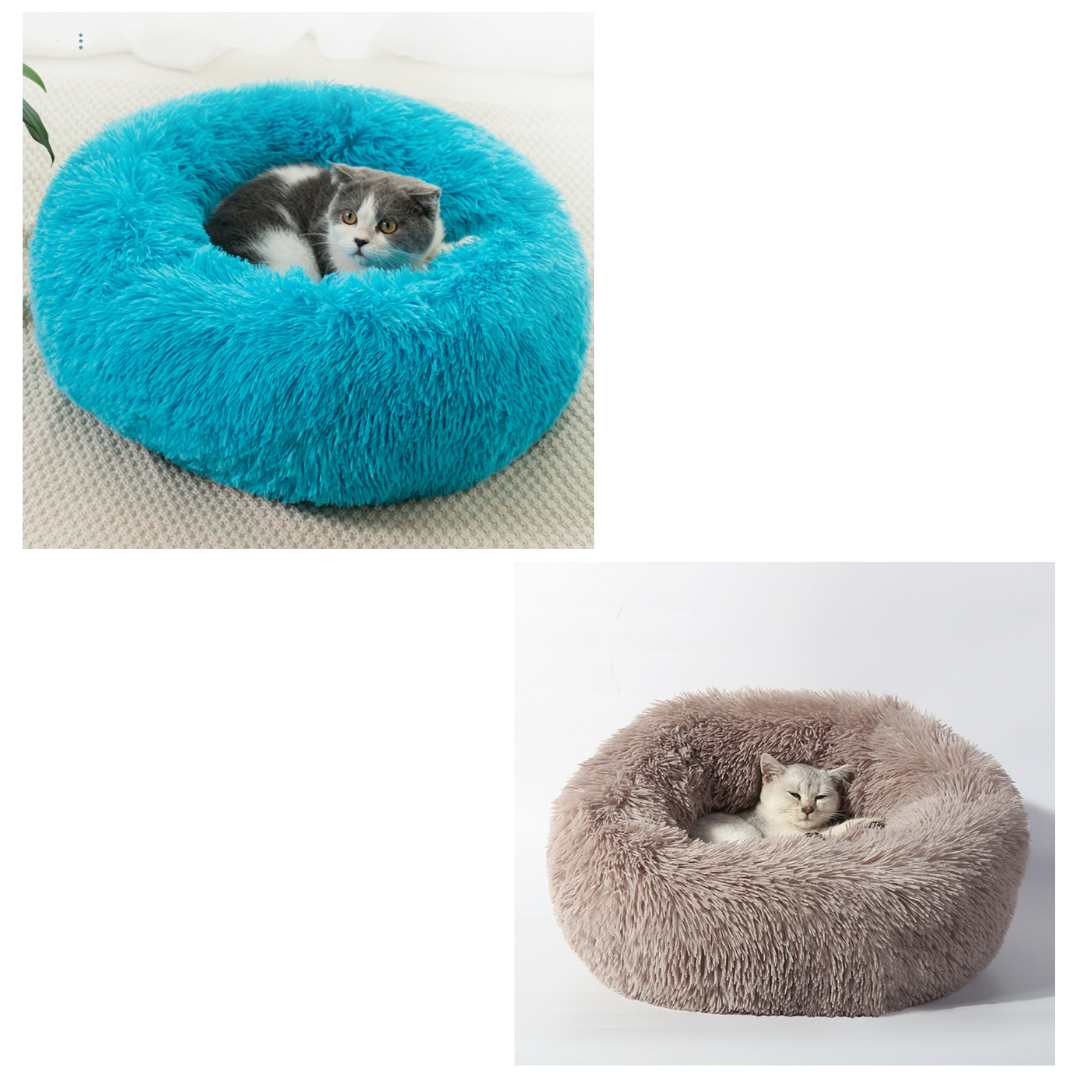 Fluffy Plush Donut Pet Bed