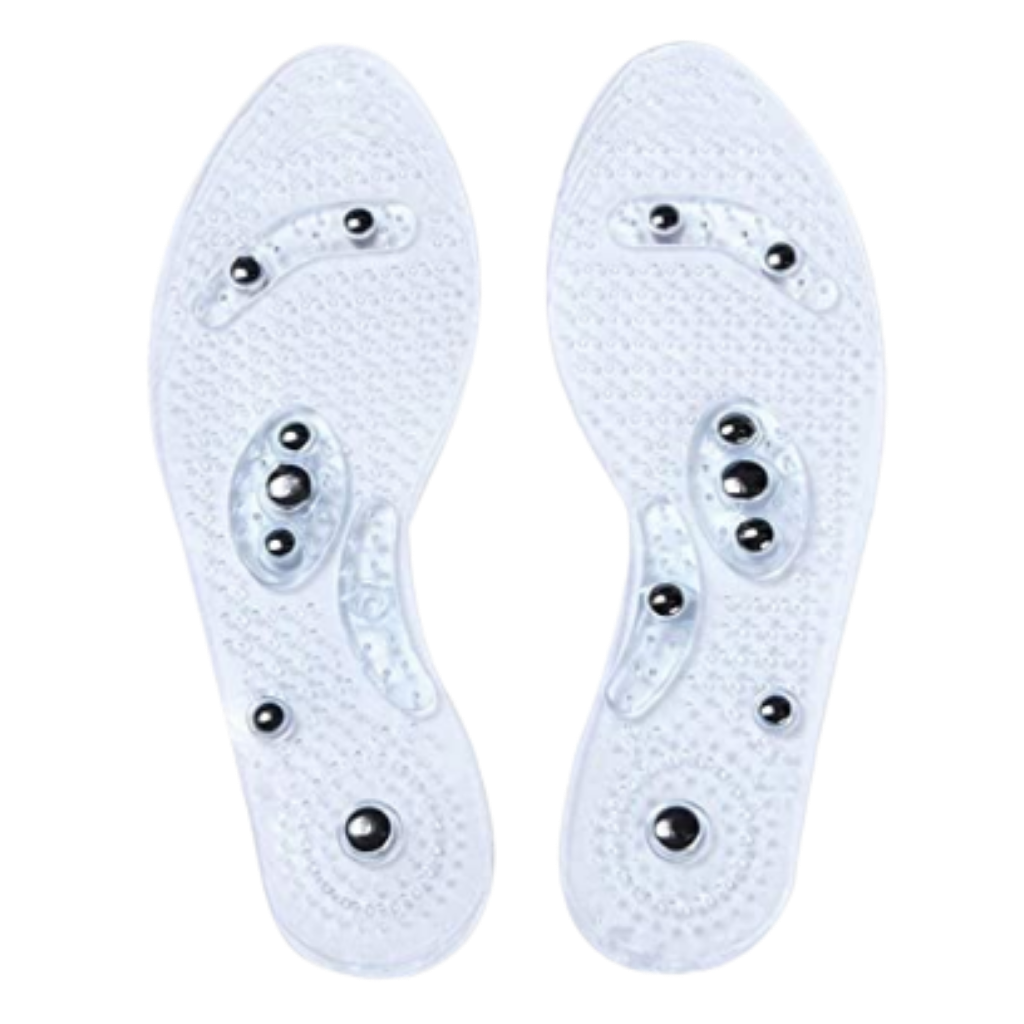 Magnetic acupressure foot insoles