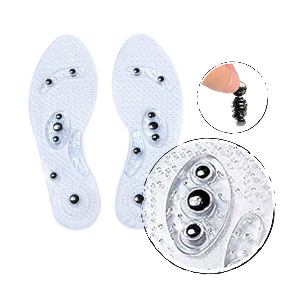 Magnetic acupressure foot insoles