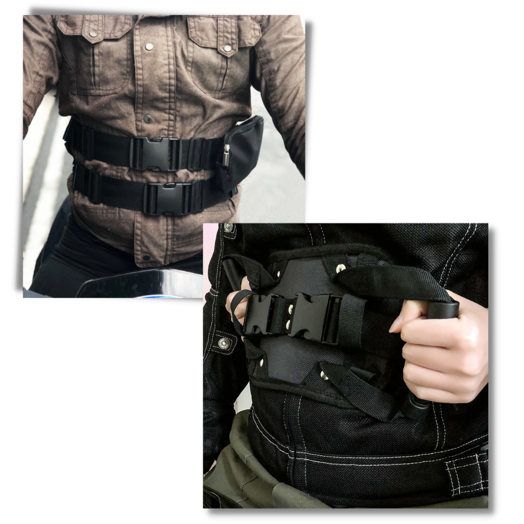 Moto driver belt for a passenger holding