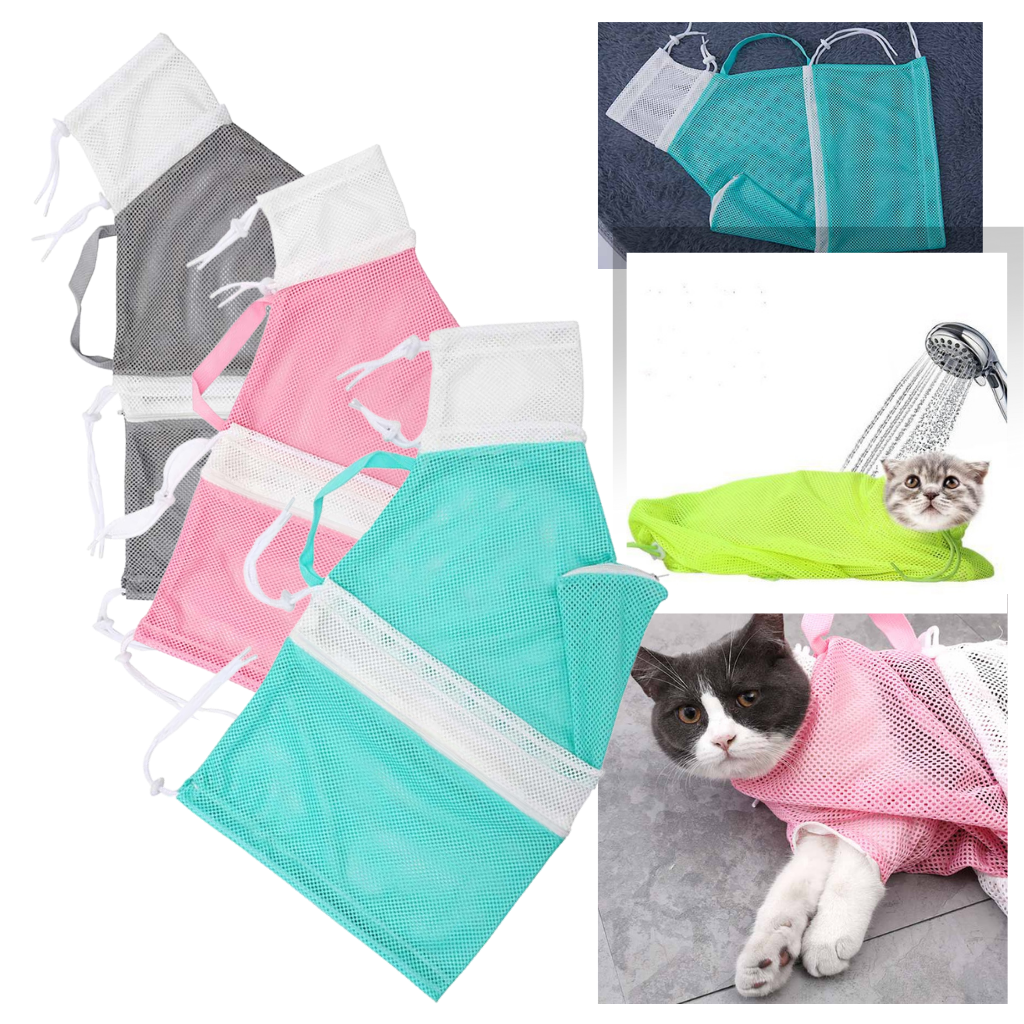 Multi-function pet grooming mesh bag -